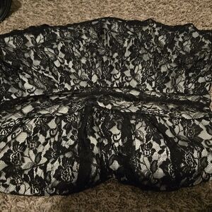 Black and white lace strapless top
